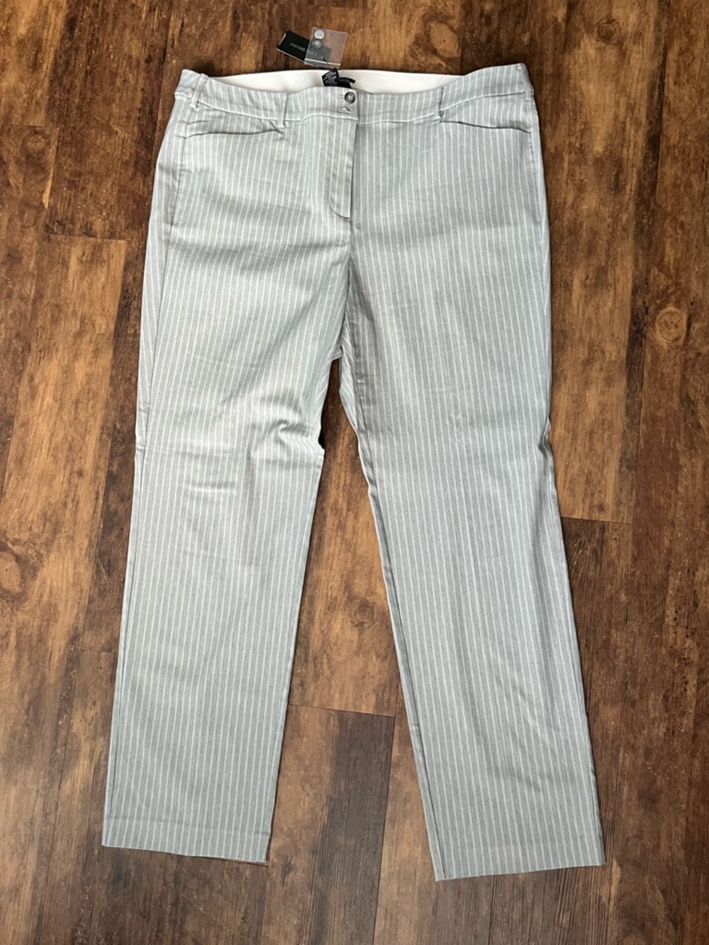 Lane Bryant Pinstripe Light Gray Straight Leg Pants